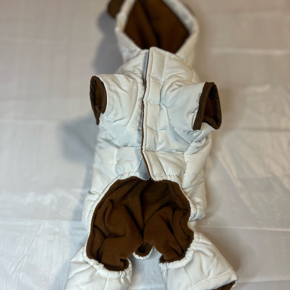 Cozy White and Brown Dog Jumpsuit